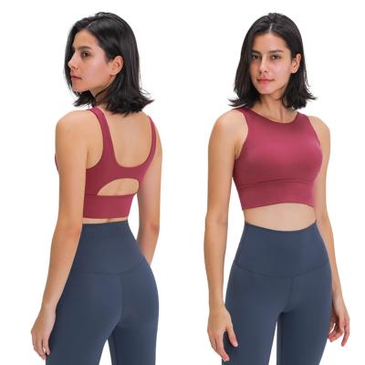 China Amazing Women's Breathable Racerback Sports Bra Yoga Crop Top With Built In Running Bra Workout Bra for sale