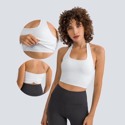 China Breathable New Design Custom Halter Sports Bra Crop Top Sexy Fitness Wear Women Yoga Ladies Ladies Active Gym Wear for sale