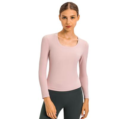 China New Arrival Gym Fitness Sportswear Spandex Yoga Apparel Breathable Sports Women Long Sleeve Tight Fit T-shirt Tops for sale