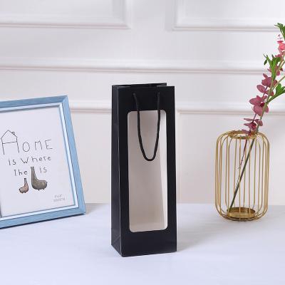 China Recycled Materials Personalized Small Reusable Gift Packaging Bag Clear Window For Jewelry Custom Bags With Logo Luxury Shopping Bag for sale