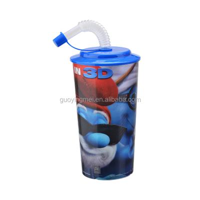 China 32oz Sustainable Plastic Cups with Lids and Straw (500ML) for sale