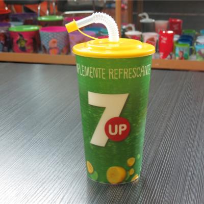 China 32oz Promotion Sustainable Plastic 3D Lenticular Cup With Lid And Straw for sale