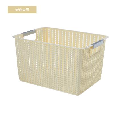 China 2021 hot sales viable cheap rattan style laundry basket stackable plastic weaven basket for sale