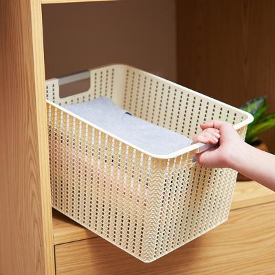 China Sustainable Table Top Rattan Storage Basket Plastic Portable Miscellaneous Basket for sale