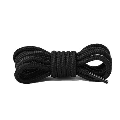 China Fashion Polyester Round Golf Laces Black Round Shoe Laces Rope Shoe Laces for sale