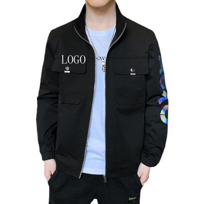 China Everland Jacket Bomber Fashion Coat Breathable Reflective Letters Custom Students Stand Collar Work Jacket Men's Clothing for sale