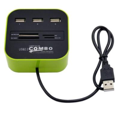 China Electronic Equipment All In 1 Combo Multifunction USB 2.0 HUB 3 Multi-Function USB 2.0 SD MMC Port MS MMC Card Reader For Laptop Desktop for sale