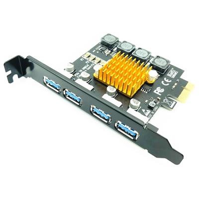 China Electronic Hardware PCIE USB 3.0 Riser Card For 4 Desktop Professional Port PCI-E To USB3.0 HUB PCI Express Expansion Card Adapter 5Gbps Speed for sale