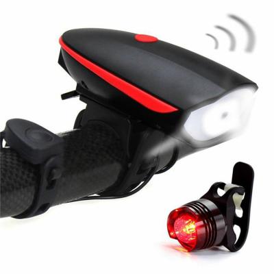 China Bike Headlight+Bike Taillight LED Bike Light Sets Horn Speaker Electric Bike 120DB USB Rechargeable Bicycle LED Front Light With Free Bike Taillight for sale