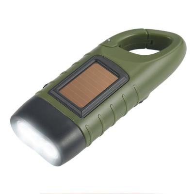 China Promotion Gift Emergency Hand Crank Mini Solar Power Rechargeable Led Outdoor Flashlight For Camping Survival Dynamo Torch for sale