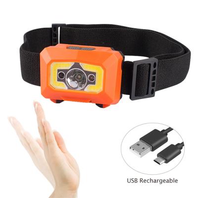 China COB USB IR Motion Sensor LED Waterproof Headlight Flashlight Rechargeable Outdoor Camping Head Lamp for sale