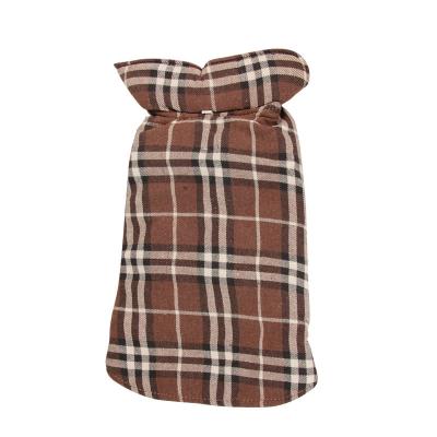 China Viable British Style Plaid Cotton Cold Weather Dog Fabric With Collar Furry Dog Vest Dog Clothes for sale