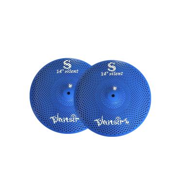 China 2021 Beginners Low Volume Cymbals14HIHAT-16CRASH-20RIDE Blue/Black Silent Mute CYMBALS For Practice FOR DRUMSET for sale