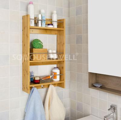 China Sustainable Bamboo Towel Shelf Wall Hung Bamboo Towel Rack Bath Rack for sale