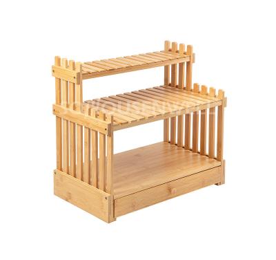 China Sustainable 3 tiers bamboo spice rack kitchen organizer countertop organizer for sale