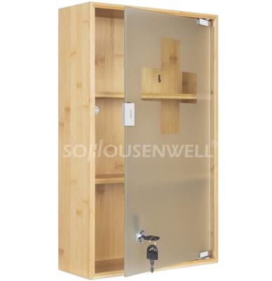 China Storage In Multifunctional Wall Mounted Bamboo Medicine Cabinet Sustainable Matching Box Bamboo Bathroom Cabinet for sale