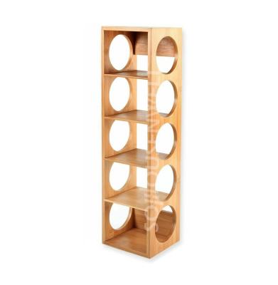 China Eco-friendly Bamboo Rack Spice Rack Holder 5 Bottles Rotating Countertop Spice Tower for sale