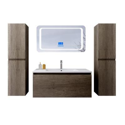 China Modern Natural Stone Bathroom Basin Led Mirror Cabinet Bathroom Cabinet Furniture Vanity for sale