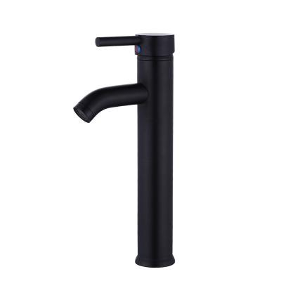 China Popular Bathroom Single Sink Faucets Brass Matte Black Metered Handle Faucets for sale