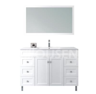 China Modern White Bathroom Mirror Cabinet Double Sink Bathroom Vanity Cabinet for sale