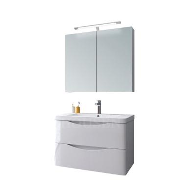 China New Design Cheap Modern Melamine Bathroom Cabinet Bathroom Vanity Led Digital Bathroom Mirror Plastic Cabinet for sale