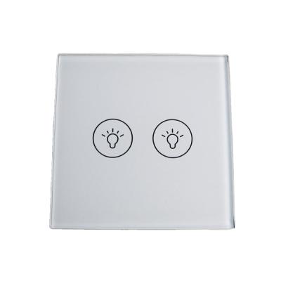 China No Touch Switch 2 Touch Panel WiFi Control Smart WiFi UK Wifi Standard Lamp Switch 2 Band 1 White Way, Alexa Google Home Voice Control for sale