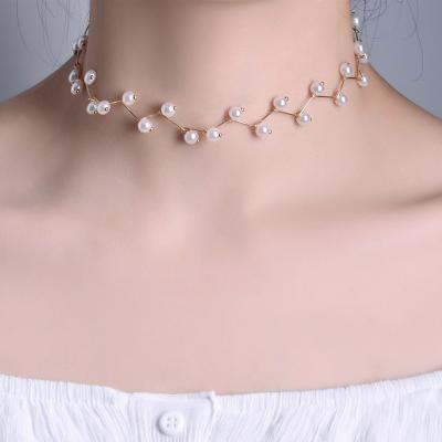 China Fashionable Female Pearl Clavicle Chain Neck Strap Simple Short Korea Necklace Jewelry for sale