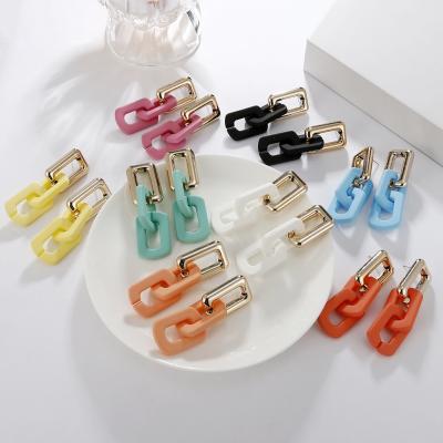 China CLASSIC Retro Candy Color Matching Cute Earrings Colored Paint Geometric Bohemian Chain Earrings for sale