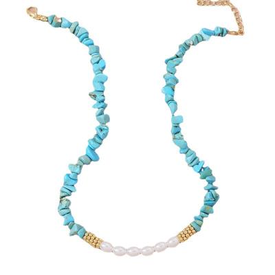 China Wholesale Hot Sale Casual/Sporty Minimalist Style Turquoise Bead Necklace Hip Hop Necklace Stone Jewelry for sale