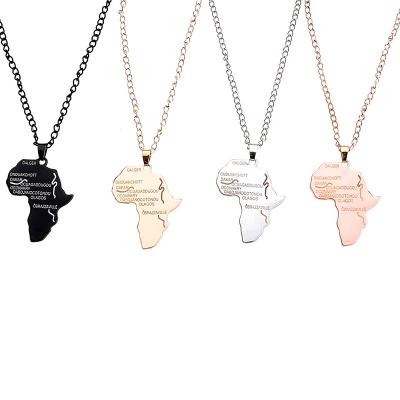 China Fashionable Africa Map Pendant Necklace Stainless Steel Jewelry Tag Collar Clavicle Necklace for sale