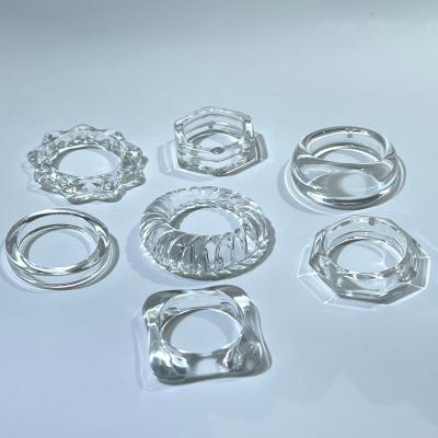 China Popular Selling TRENDY Rings Clear Clear Resin Ring Knuckles Stacked Women and Girls' Rings for sale