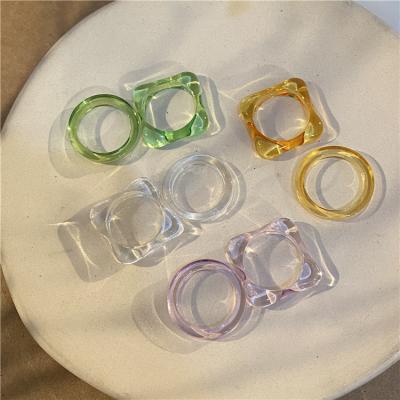 China Minimalist CLASSIC Resin Color Macaron Acrylic Ring 2 Pcs Set Acrylic Finger Rings Wholesale for sale