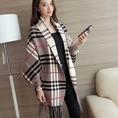 China Clothing decoration autumn 2020 new style Korean sweater women fall/winter knit sweater bat shirt coat shawl jacket plaid cardigan for sale