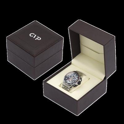 China Watch Packing GVP Watch Box Plastic High End Brown Watch Box Gift Custom Logo for sale