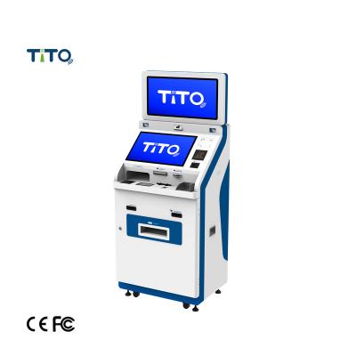 China Capacitive Touch Screen Double Screen Atm Machine With Card Reader Qr Code Scanner Self Service Kiosk For Government à venda