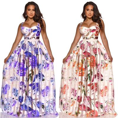 China Breathable Women's Long Dress With Big Ladies Wrapped Skirt Chest Strap Printed Big Nude Sheer Skirt for sale