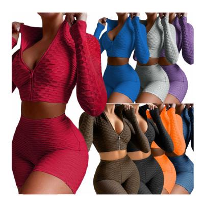 China Breathable Factory Hot Sale Yoga Set Yoga Leggings Sets Seamless Long Sleeve Sports Clothing Women for sale