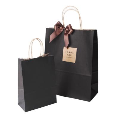 China Food Packaging Recycled Multi Materials Size Black Kraft Paper Bag Stain Tea Tote Bag Honey Gift Bag for sale