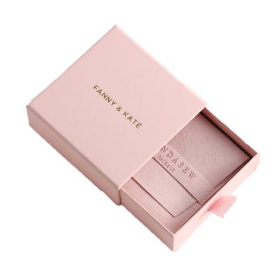 China Recycled Materials Jewelry Packaging Box Earrings Ring Jewelry Storage Box Pink Handle Drawer Box for sale