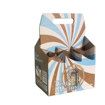 China Recycled Materials Color Printing Six Bottle Beer Packing Box Corrugated Packing Bag Can Be Customized Logo Beer Takeout Box for sale