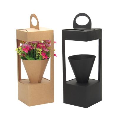 China Materials Wedding Paper Flower Basket Wrapping Paper Flower Gift Box Valentine's Day Portable Dry Folding Paper Box for sale