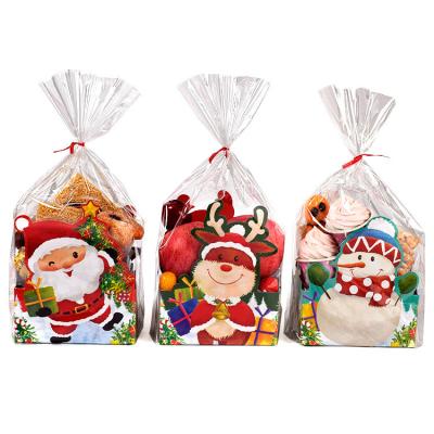 China Recyclable Christmas Drawstring Gift Bags Assorted Sizes Foil Wrapping Bags Pouches Santa Goody Bags With Square Bottom For Christmas Presents for sale