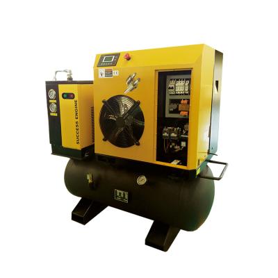 China Lubricated 5.5kw 7.5HP Integrated Mounted Screw Air Compressor With Reservoir And Dryer for sale