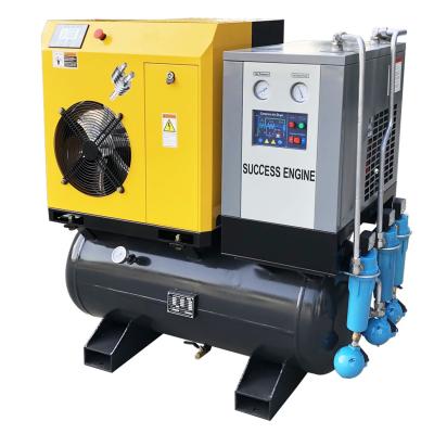 China Lubricated 5.5KW -7.5HP Built-in Screw Air Compressor With Tank Dryer And Filter Pack for sale