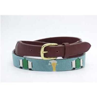 China Custom Cowhide Logo Cowhide Leather Needlepoint Belt For Man for sale