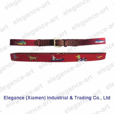 China New style reversible needlepoint alligator leather belt in alligator leather, crocodile skin belt for sale