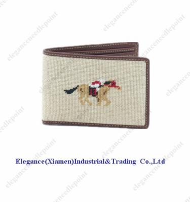 China Handmade Needlepoint Genuine Leather Men's Bi Nice Fold Wallet for sale