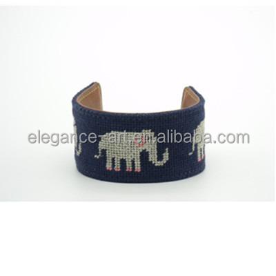 China Can be bent to adjust size of bracelet superfluous on navy needlepoint bracelets with tan leather for sale