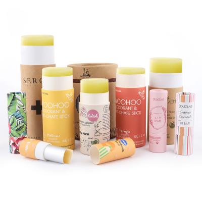 China Recycled Materials Custom Printed Recycled Kraft Paperboard Lift Up Paper Tube 1 oz Lip Balm Lipstick Packaging Paper Lift Up Tubes for sale