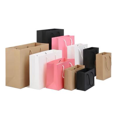 China Recyclable cheap factory Bagkraft paper gift printing logoblack biodegradable paper bag for sale